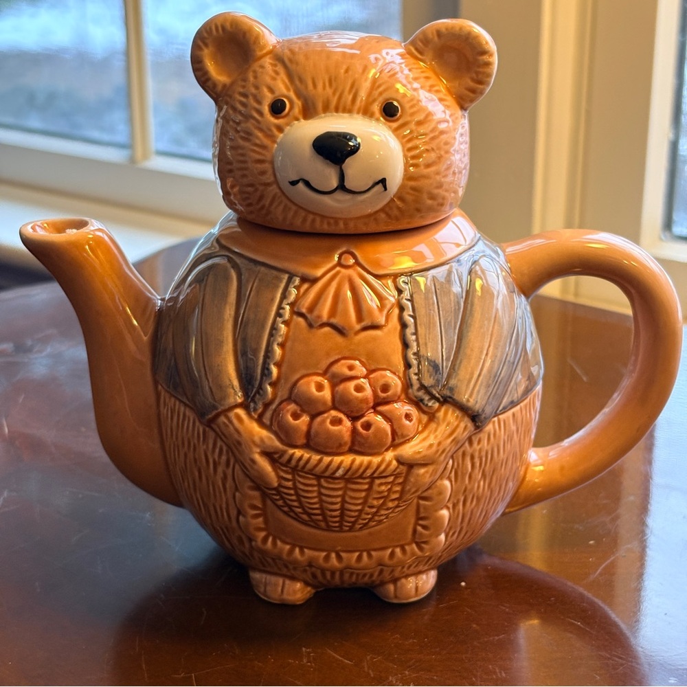 Vintage Teddy Bear Teapot | Figural Bear Ceramic Teapot with Lid |